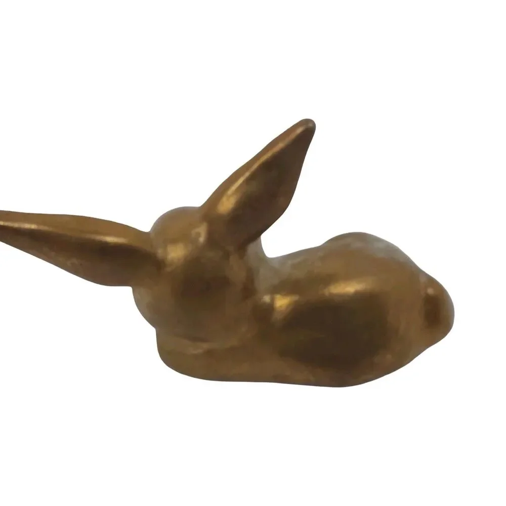 Brass Bunny Rabbit Laying Down Miniature Figurine 2.5